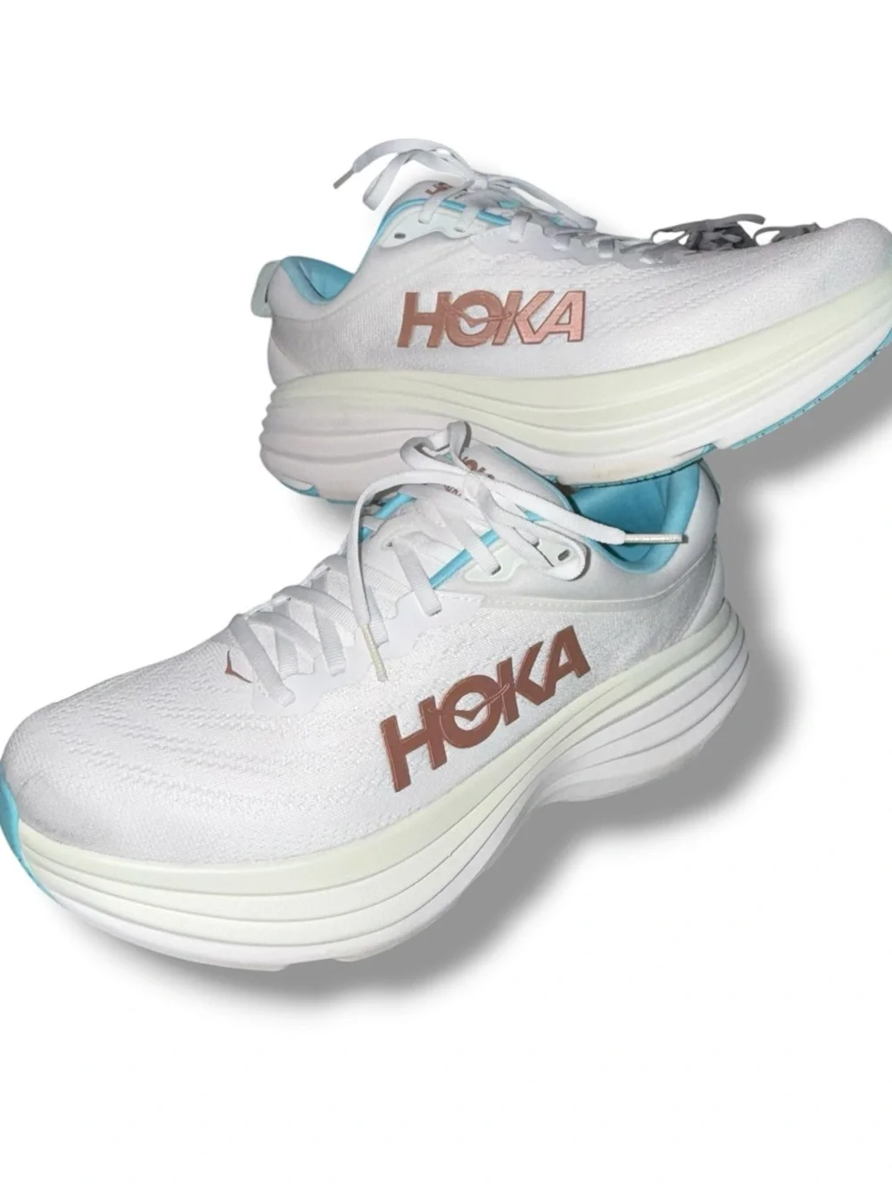 HOKA ONE ONE Bondi 8 Running Shoes - Women’s 10.5 Medium - Frost/Rose Gold - Picture 2 of 11